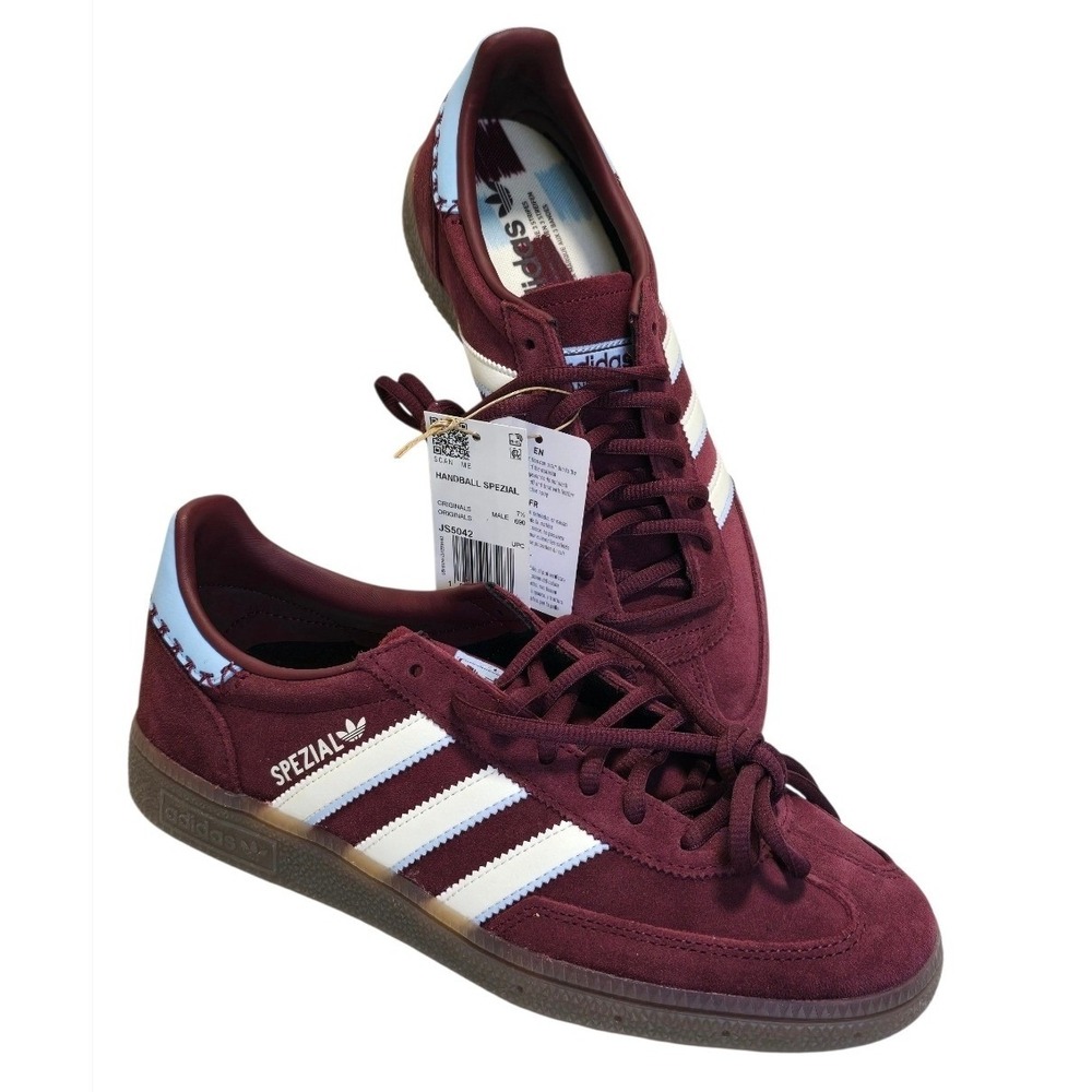 Adidas Handball Spezial Mens 8 Burgundy Shadow Red JS5042 Suede Gum
